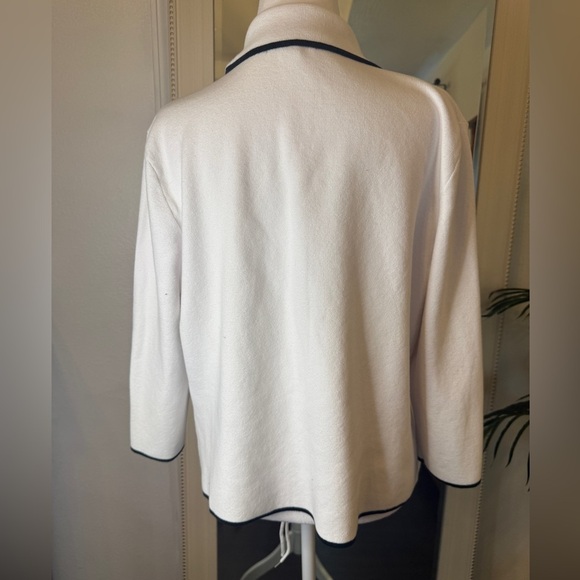 Chaps Ivory Cardigan with Black Accents - Picture 6 of 6